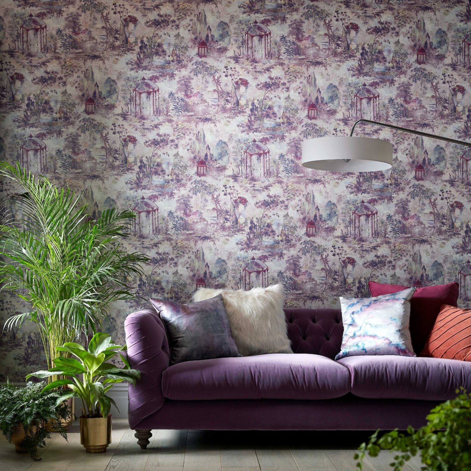 Pavilion, Rose Pink Luxury Toile, 1838 Wallcoverings, 7mp / rola 2