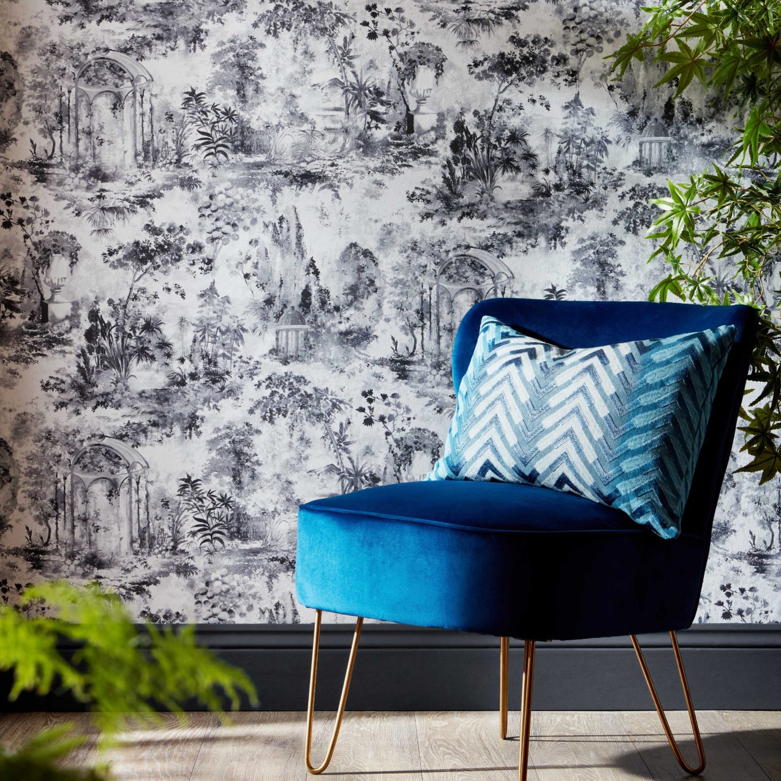 Pavilion, Stone Grey Luxury Toile, 1838 Wallcoverings, 7mp / rola 2