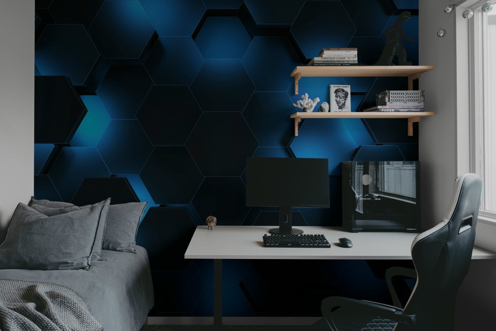 Hexagon, Blue, Rebel Walls 3