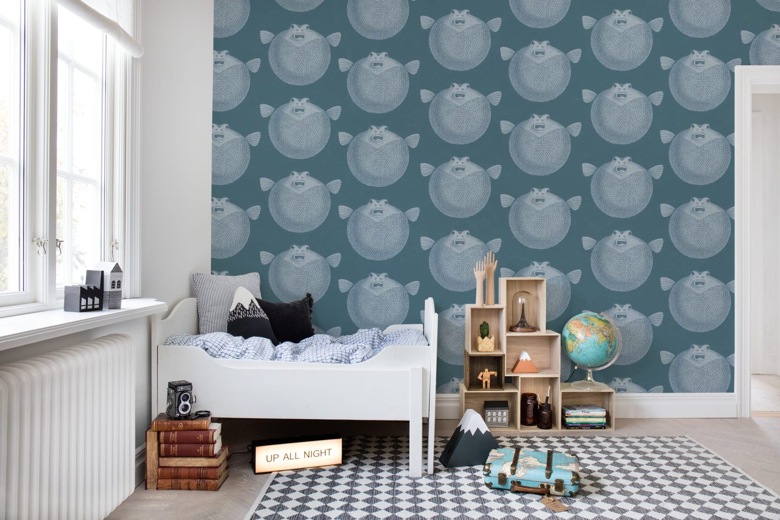 Puffer Fish, Blue, Rebel Walls 2