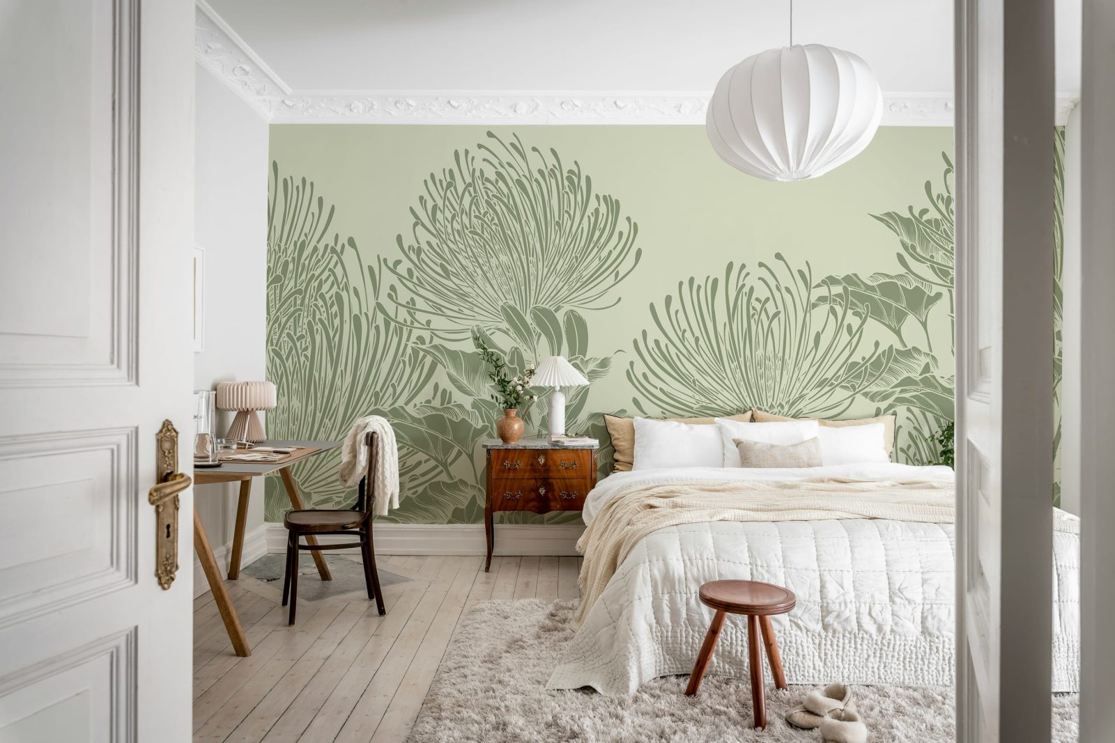 Protea Bloom, Soft Green, Rebel Walls 3