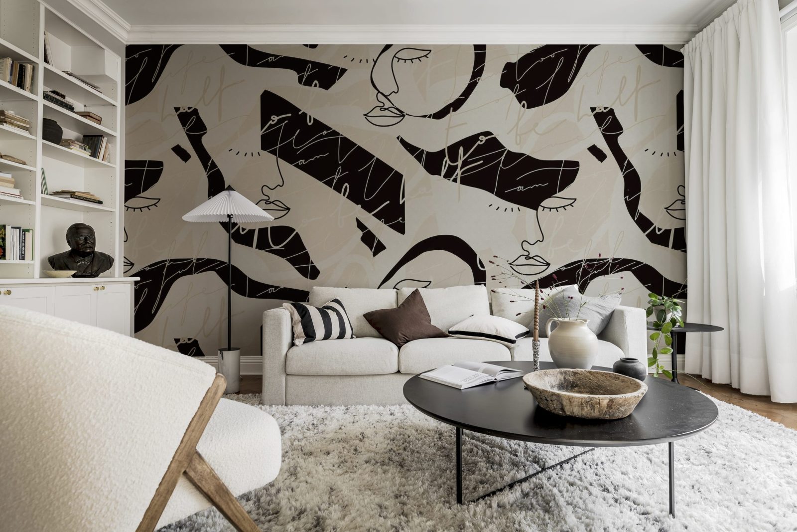Lined Faces, Beige, Rebel Walls 2
