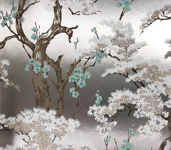 Harewood, Foil Silver Luxury Chinoiserie, 1838 Wallcoverings, 5.3mp / rola