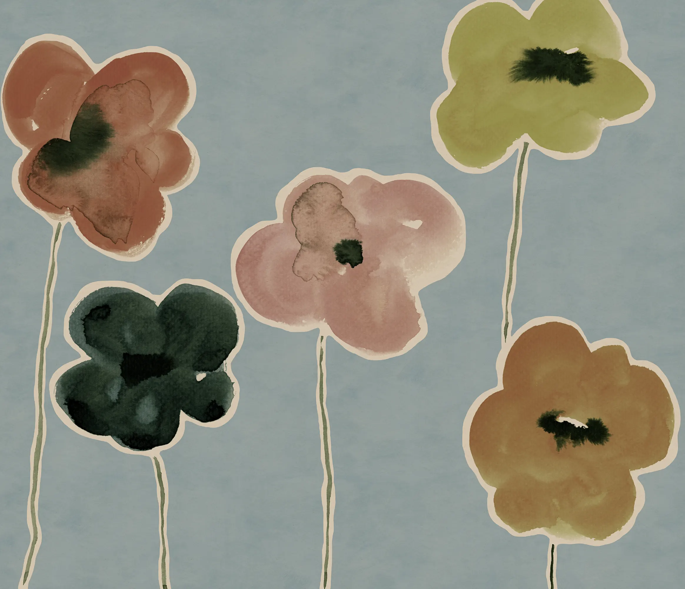 Paper Poppies, Blue, Rebel Walls
