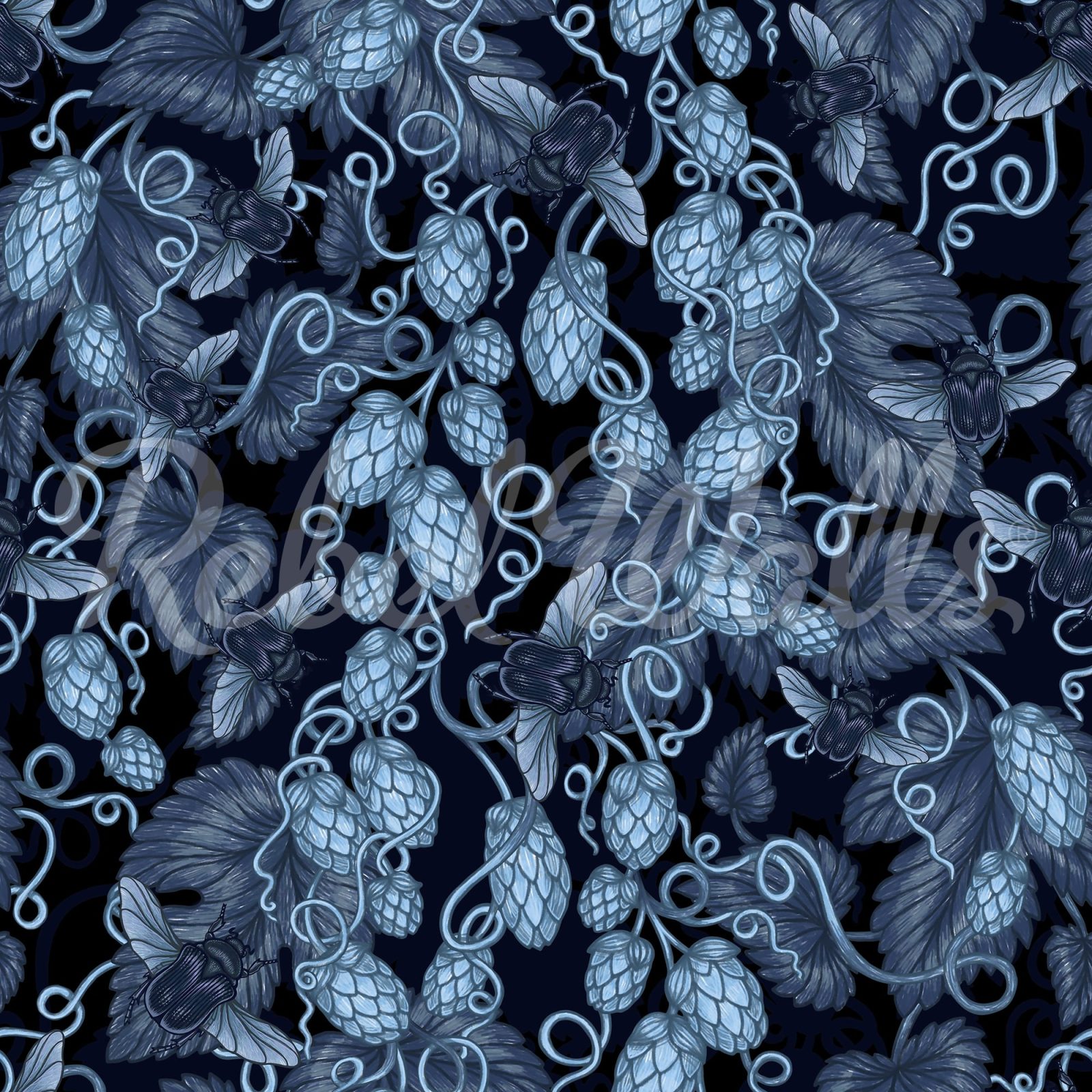 Hop Garden, Blue, Rebel Walls