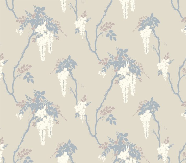 Leonora, Denim Grey Neutral Luxury Floral, 1838 Wallcoverings, 5.3mp / rola