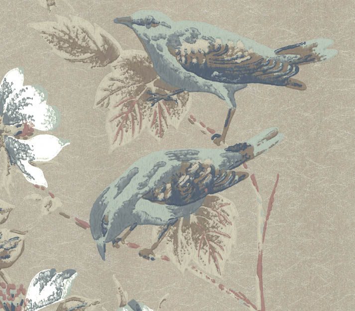 Rosemore, Taupe Metallic Luxury Bird, 1838 Wallcoverings, 5.3mp / rola