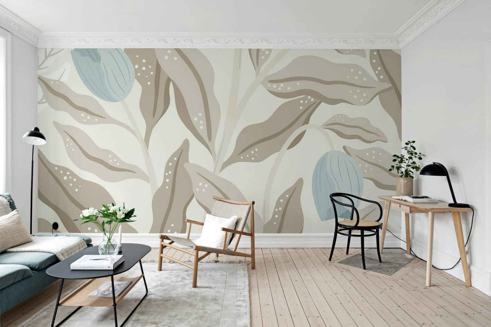 Cool Flora, Beige & Blue, Rebel Walls 2