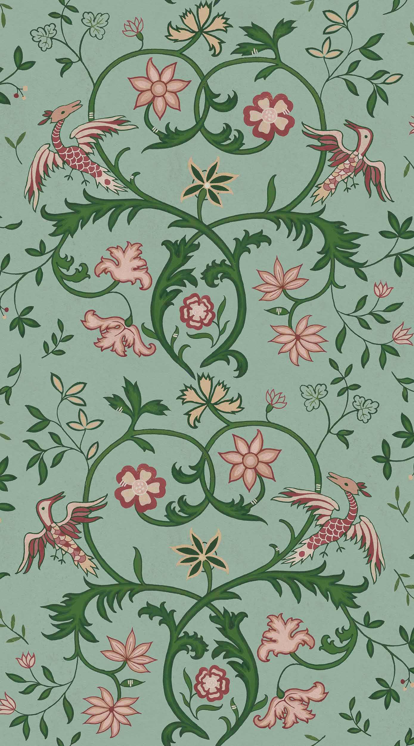 Antwerp Damask, Sage, Coordonne, 5mp / rola