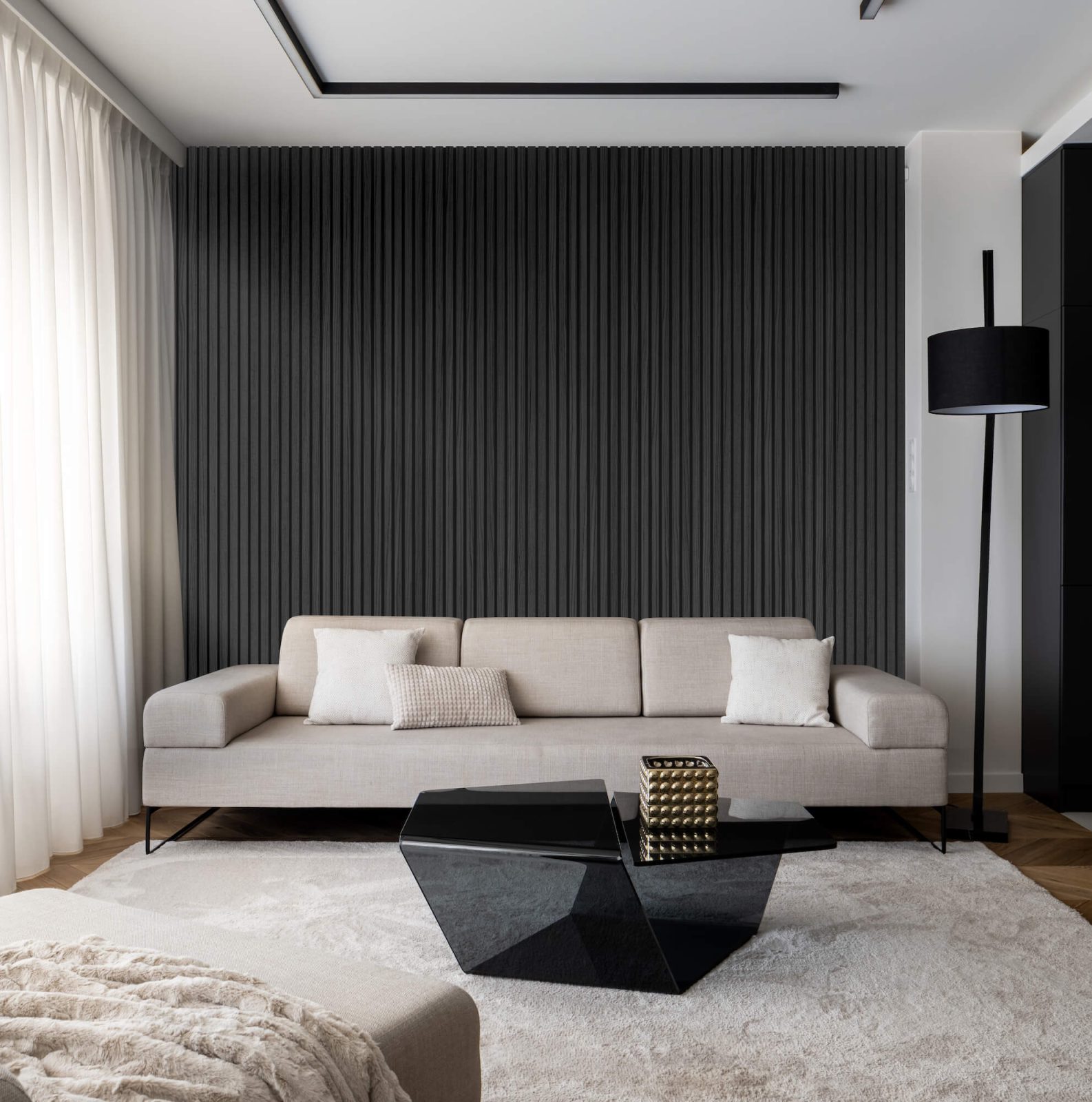 Riflaj decorativ MDF, Graphite, fonoabsorbant, 270x28cm, Lamelio 4