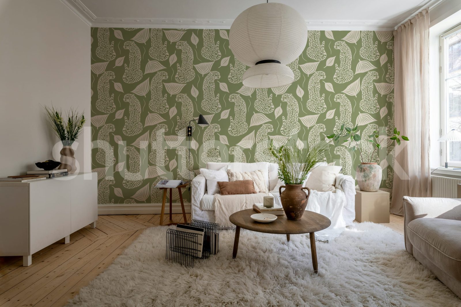 Whimsy Leopard, Green, Rebel Walls 2
