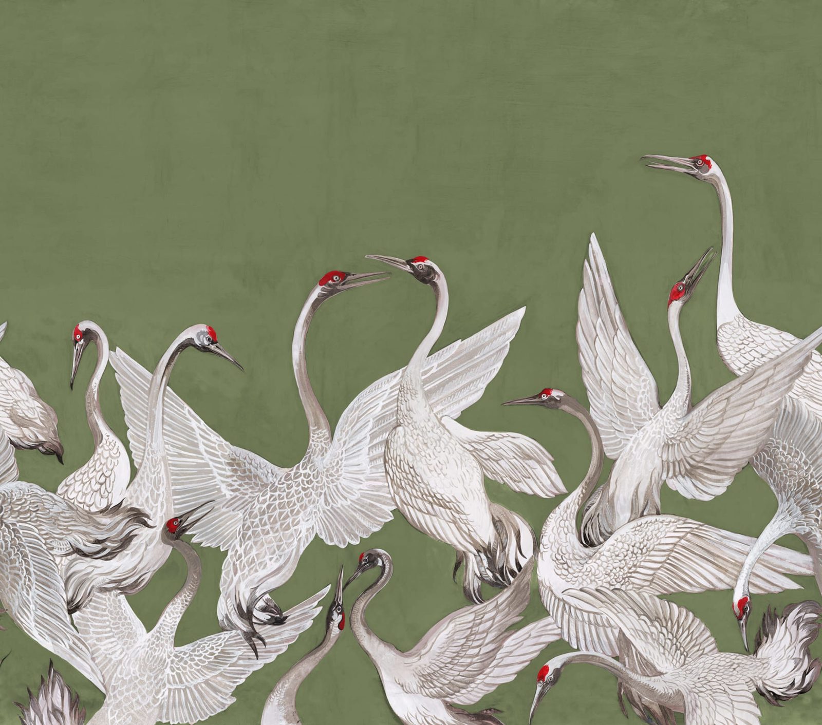 Soaring Cranes, Green, Rebel Walls