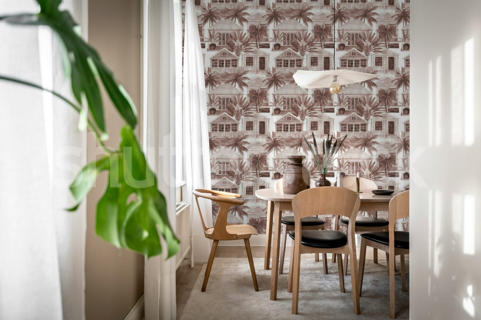 Palm Residence, Burgundy, Rebel Walls 3