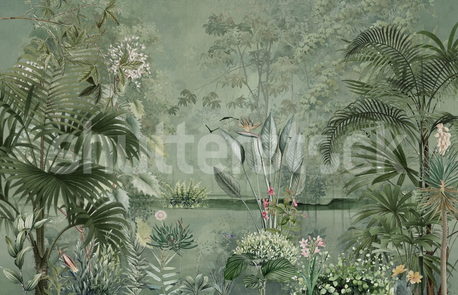 Tropical Garden, Green, Rebel Walls