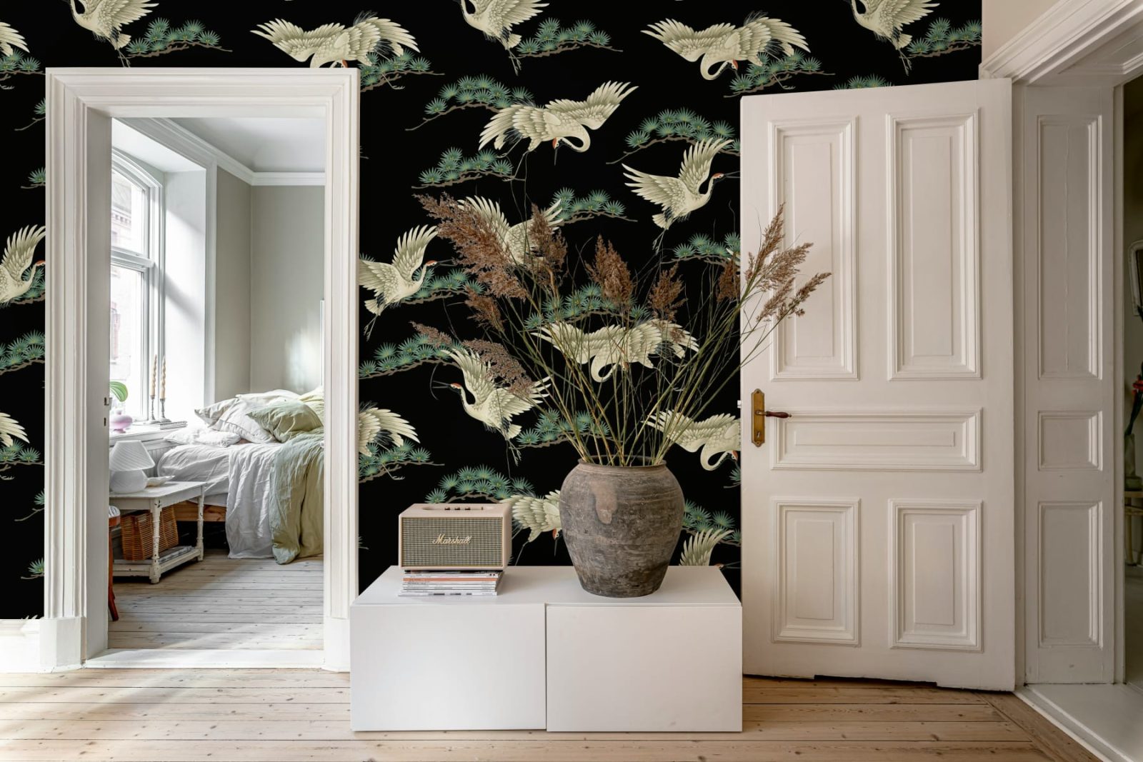 Flying Cranes, Black, Rebel Walls 3