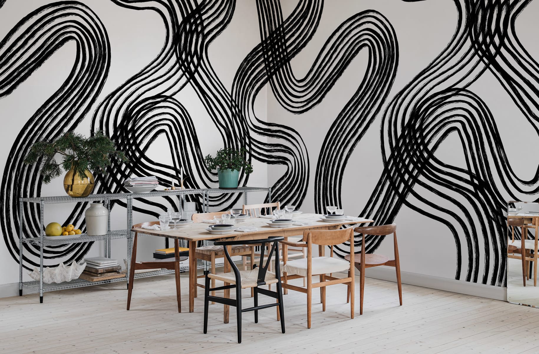 Ink Stripes, Black & White, Rebel Walls 3