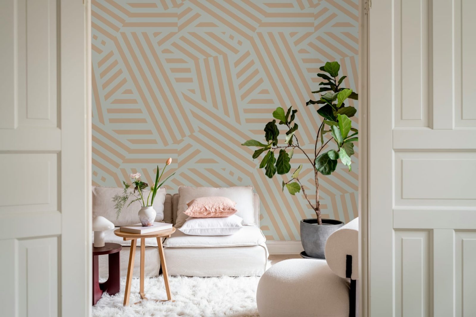 Abstract Stripes, Peach & Pearl, Rebel Walls 2