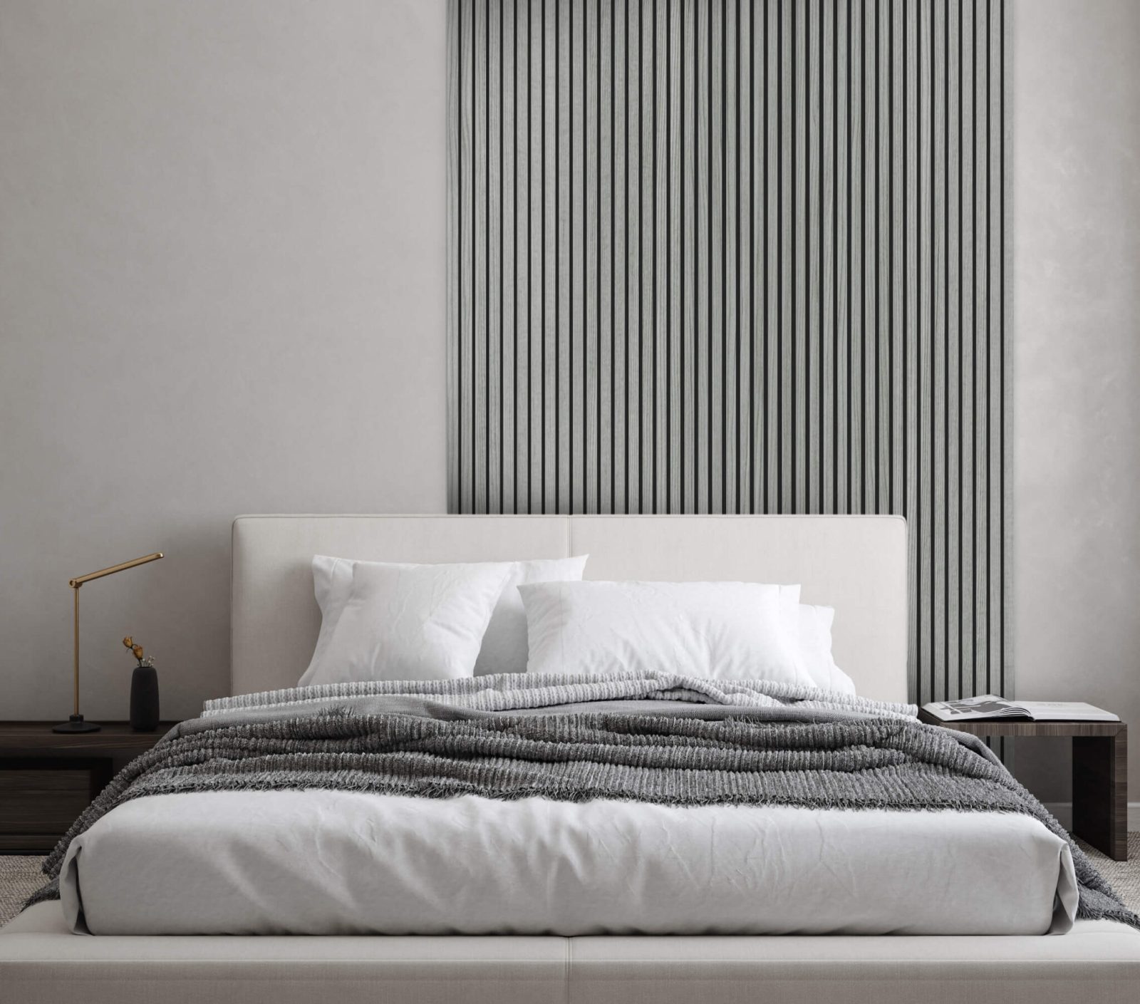 Riflaj decorativ MDF, Grey, fonoabsorbant, 270x28cm, Lamelio 2