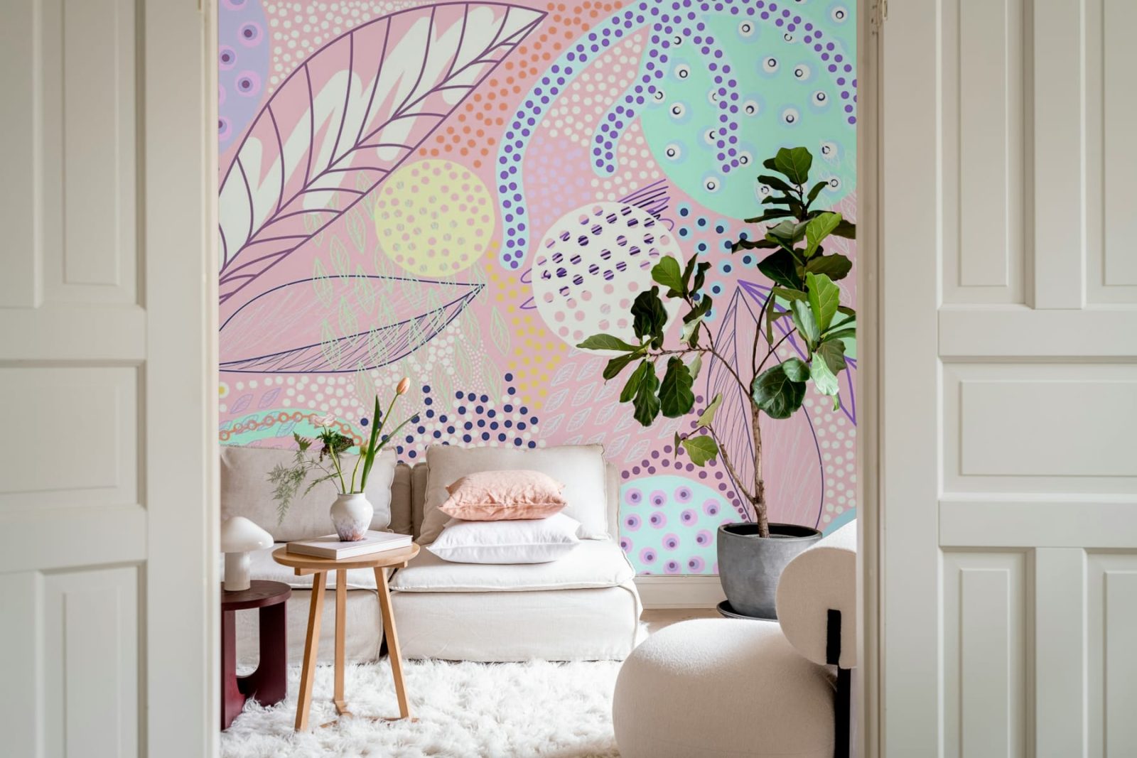 Artsy Leafs, Pink, Rebel Walls 3