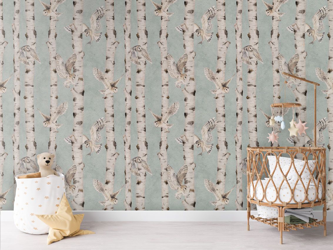 Birch and Owls - Blue, Kikki Belle 4
