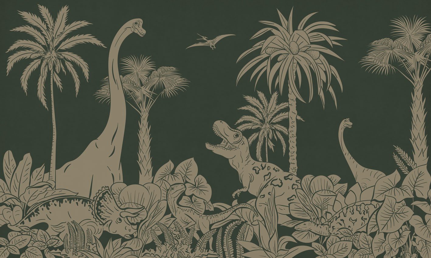 Monochrome Dino - Green Vintage, Kikki Belle