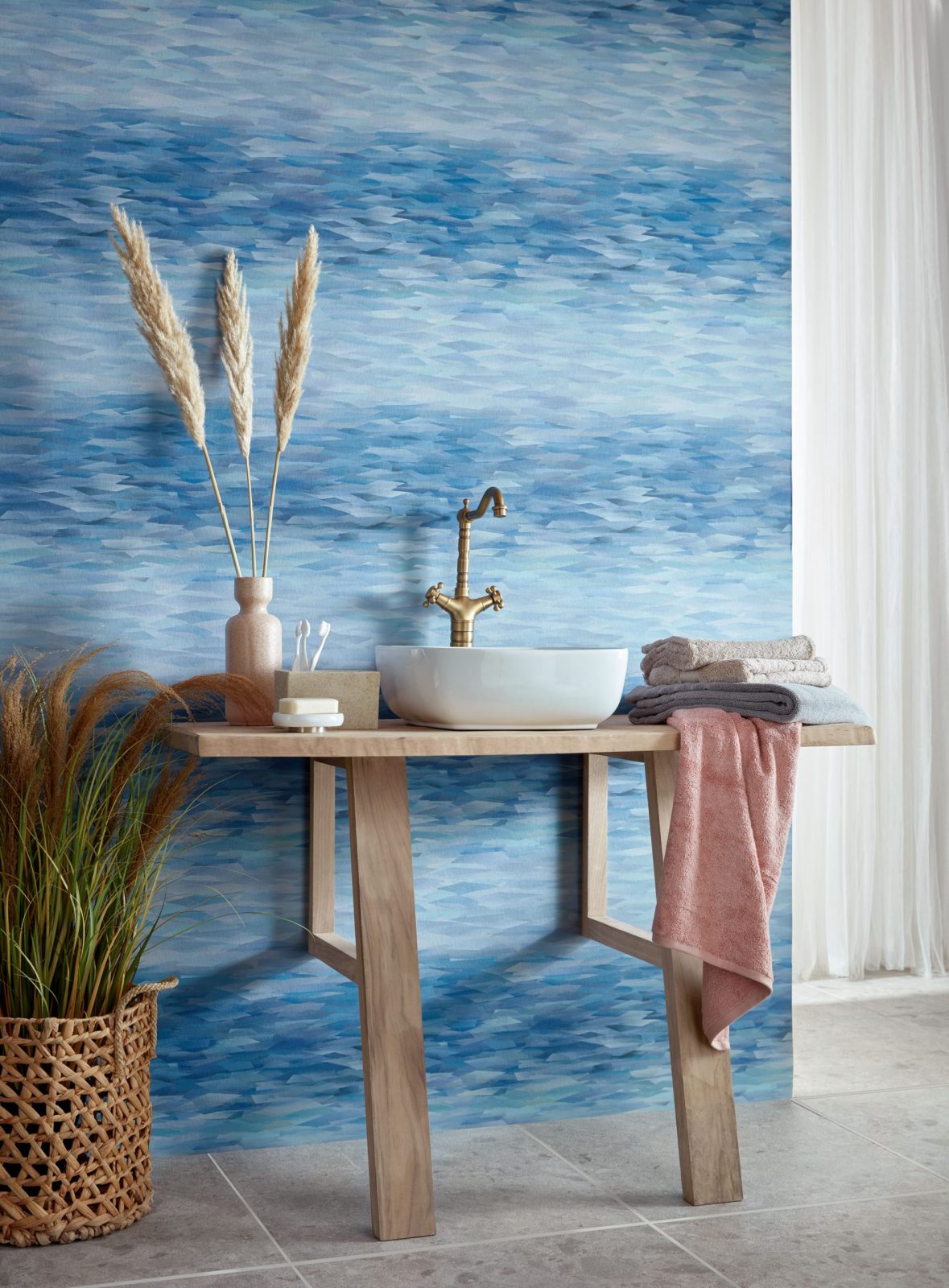 Prism, Blue Dusk Luxury Geometric, 1838 Wallcoverings, 5.3mp / rola 2