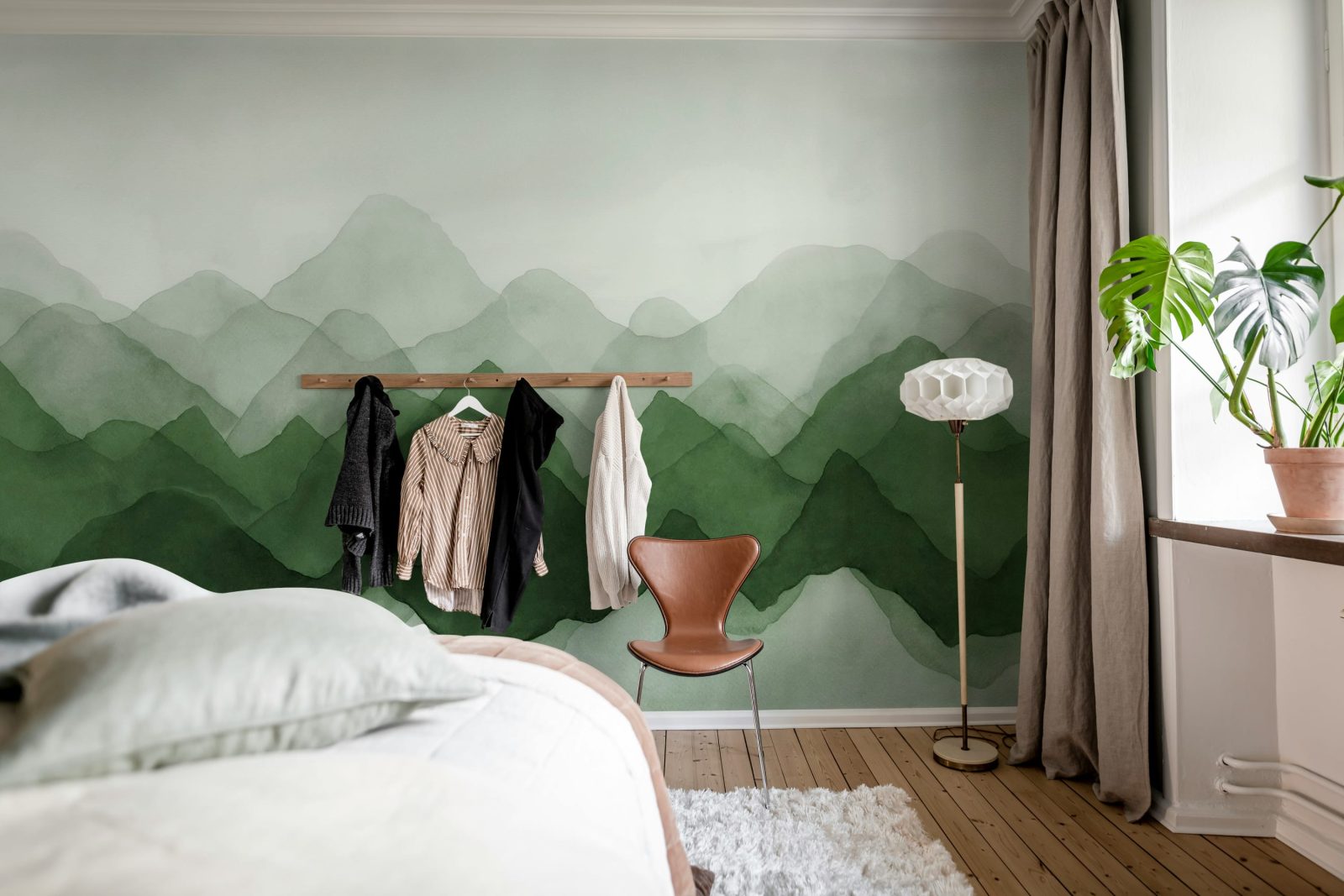 Watercolor Mountain, Green, Rebel Walls 3