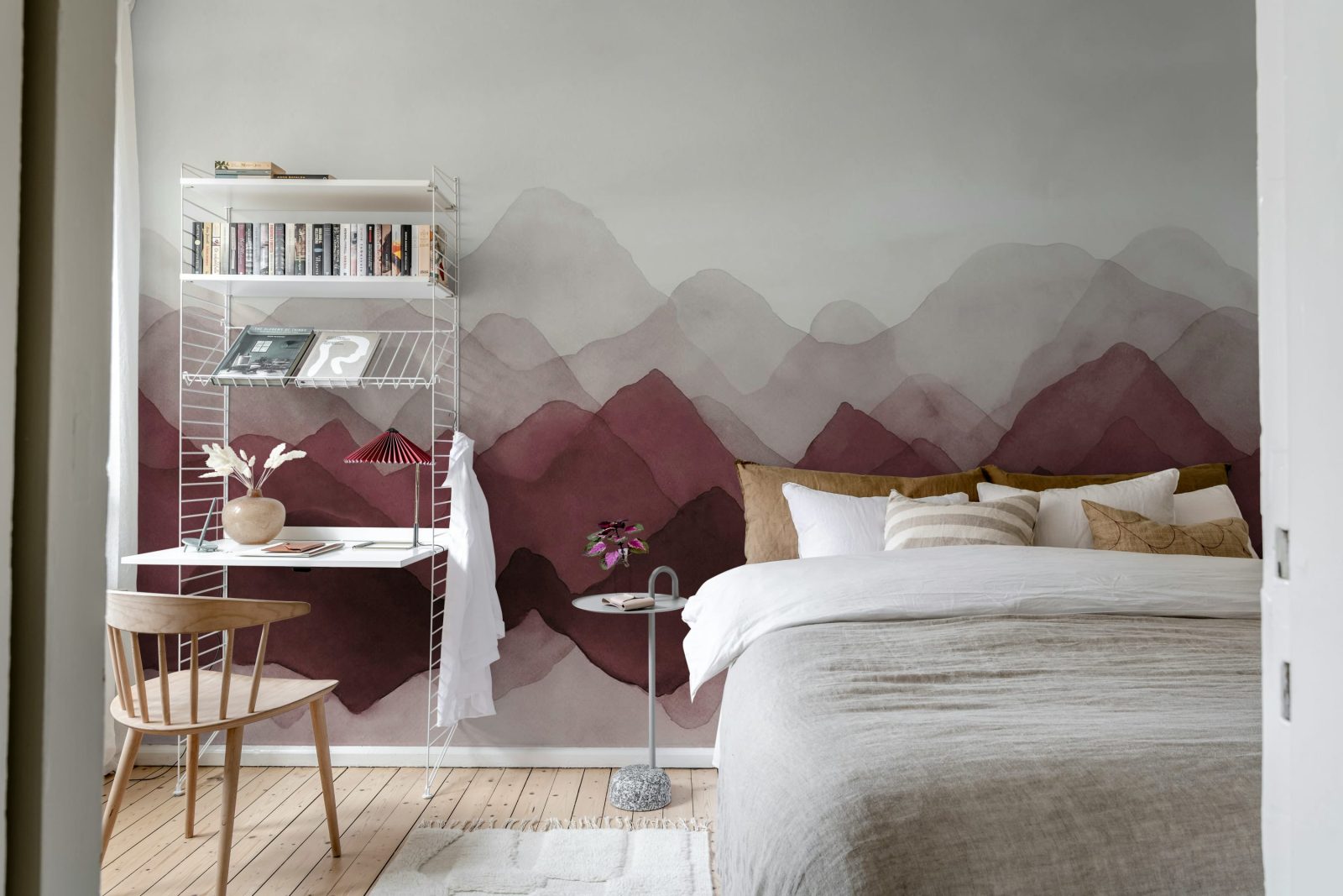 Watercolor Mountain, Burgundy, Rebel Walls 2