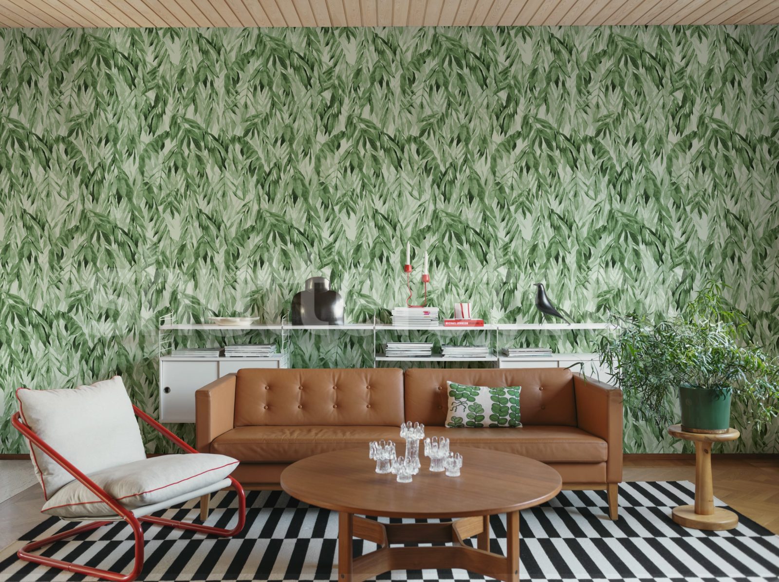 Hanging Branches, Solid Green, Rebel Walls 2
