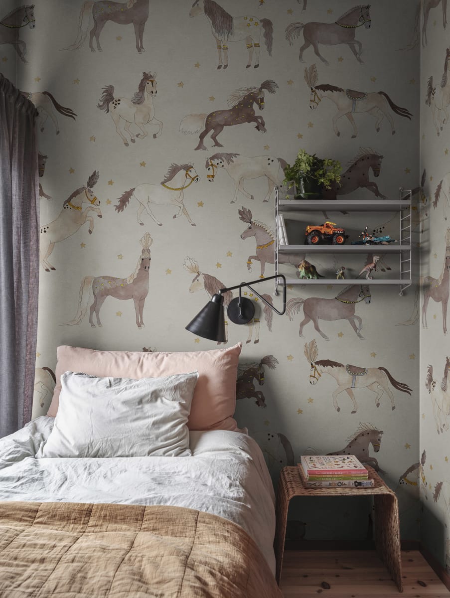 Circus Horses, Beige, Rebel Walls 3