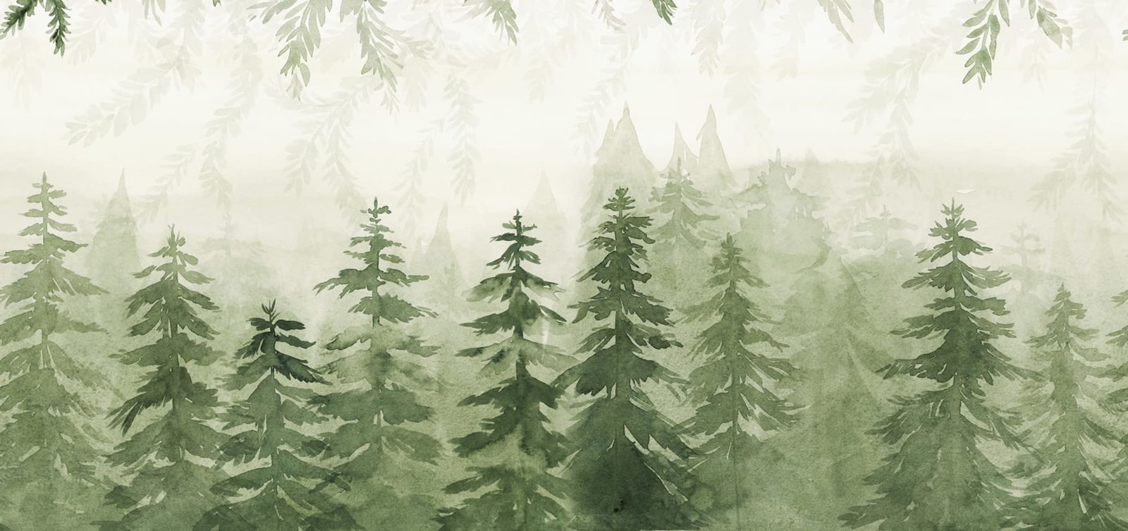 Watercolor Forest, Green, Rebel Walls