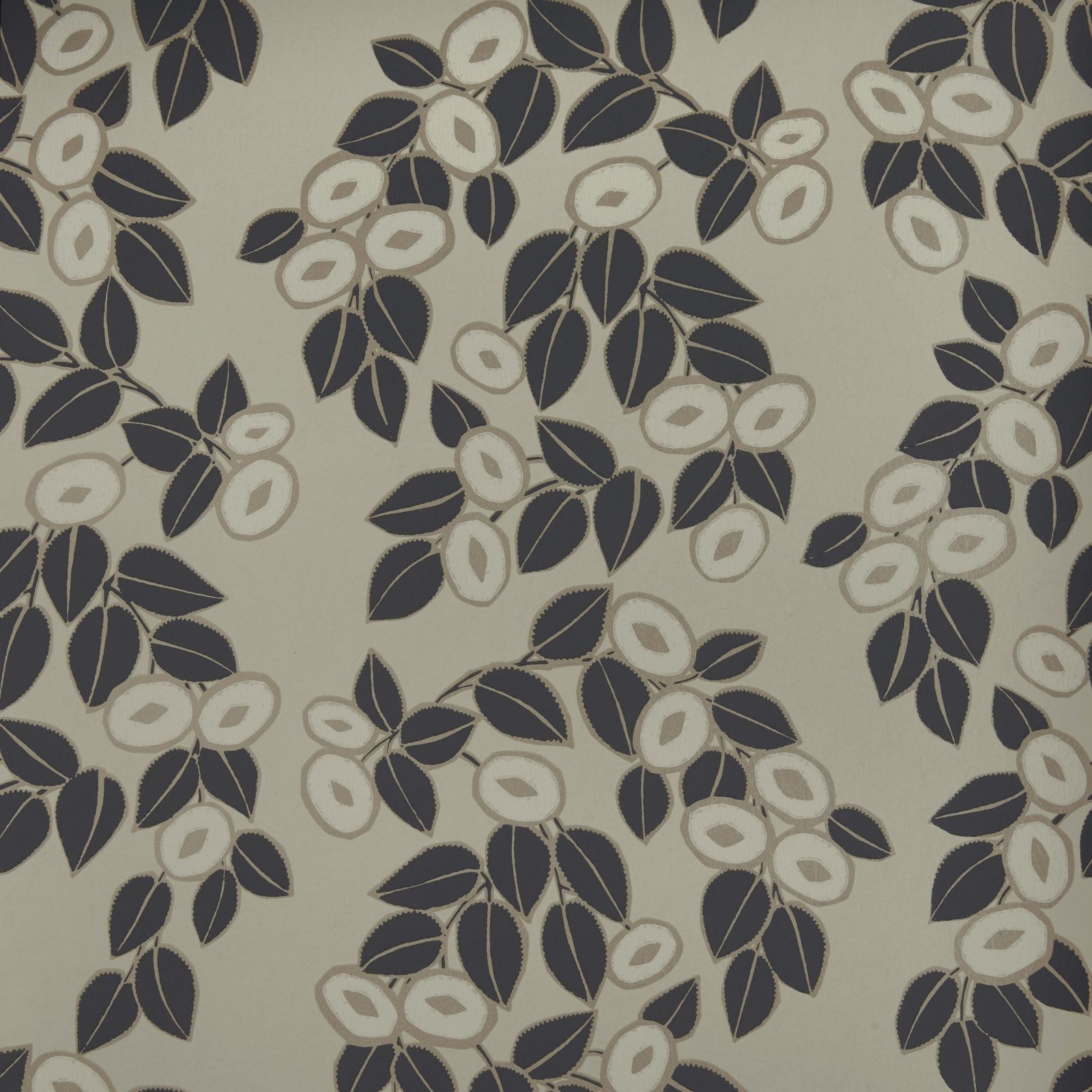 Rosetta, Jet Black Luxury Leaf, 1838 Wallcoverings, 5.3mp / rola
