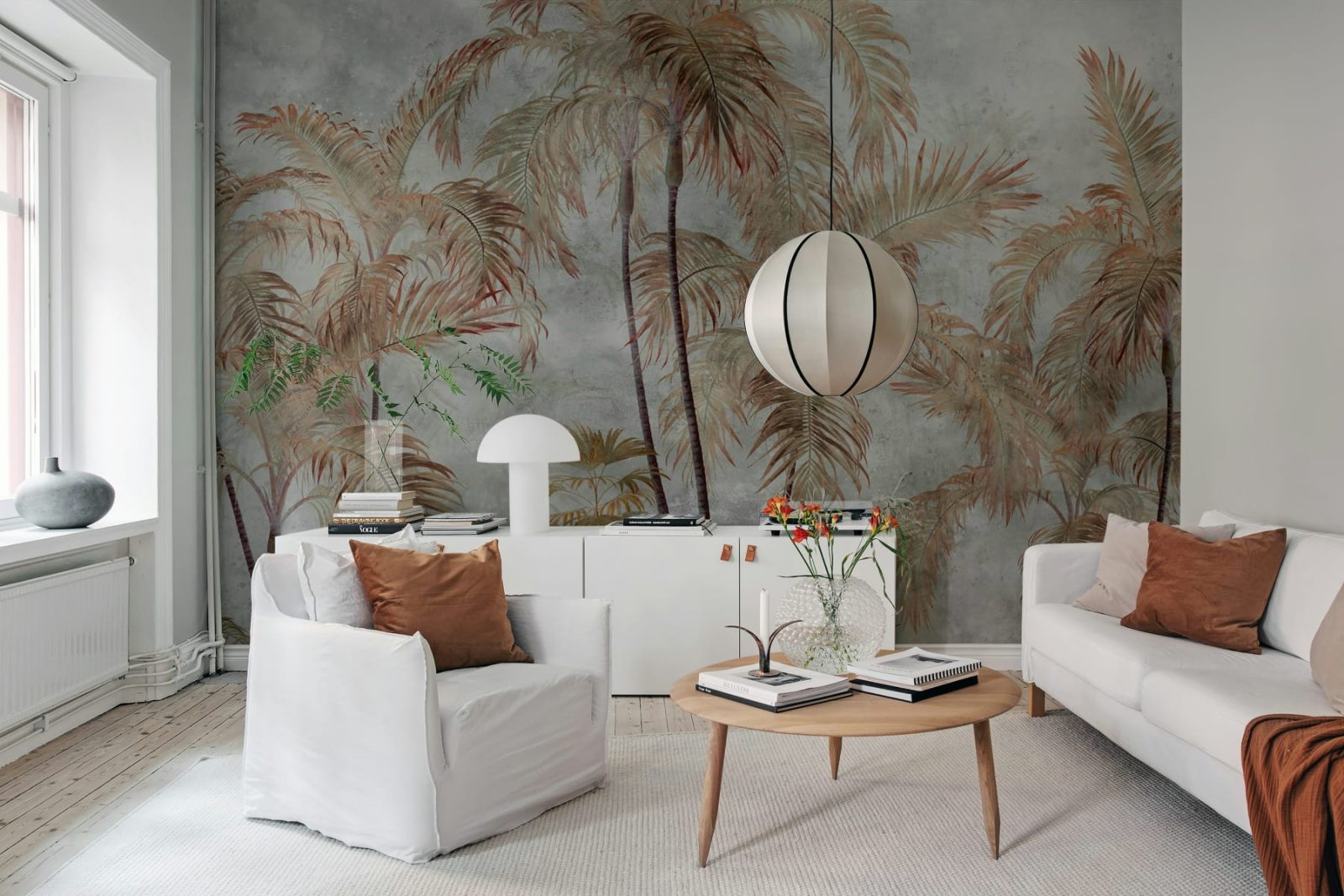 Palm Trees, Gray, Rebel Walls 2