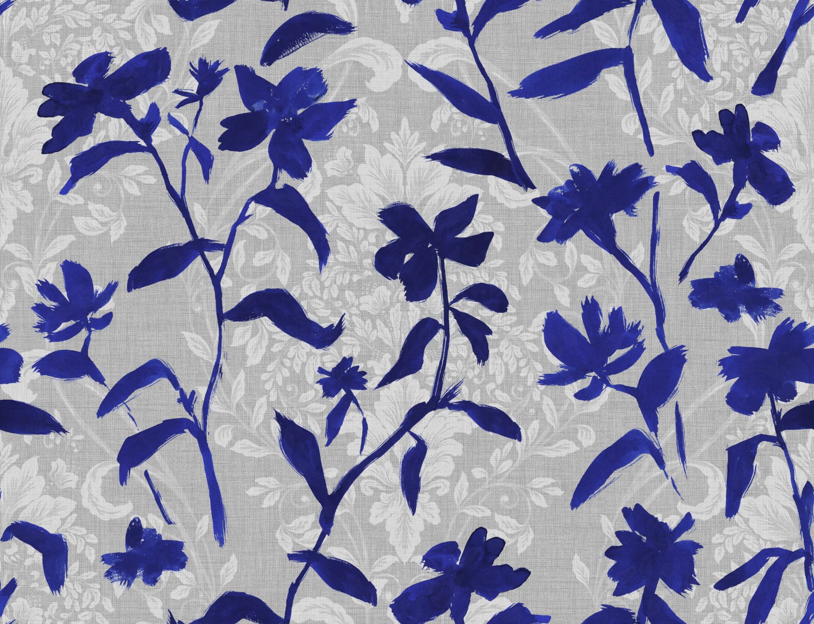 Blooming Damask, Blue, TresTintas 5mp / rola