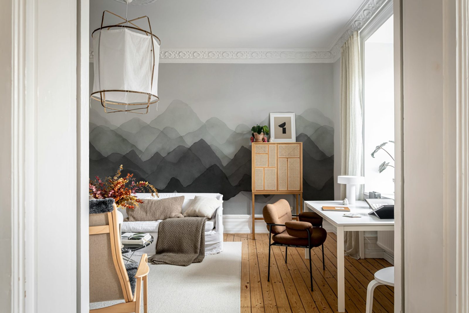 Watercolor Mountain, Black, Rebel Walls 2