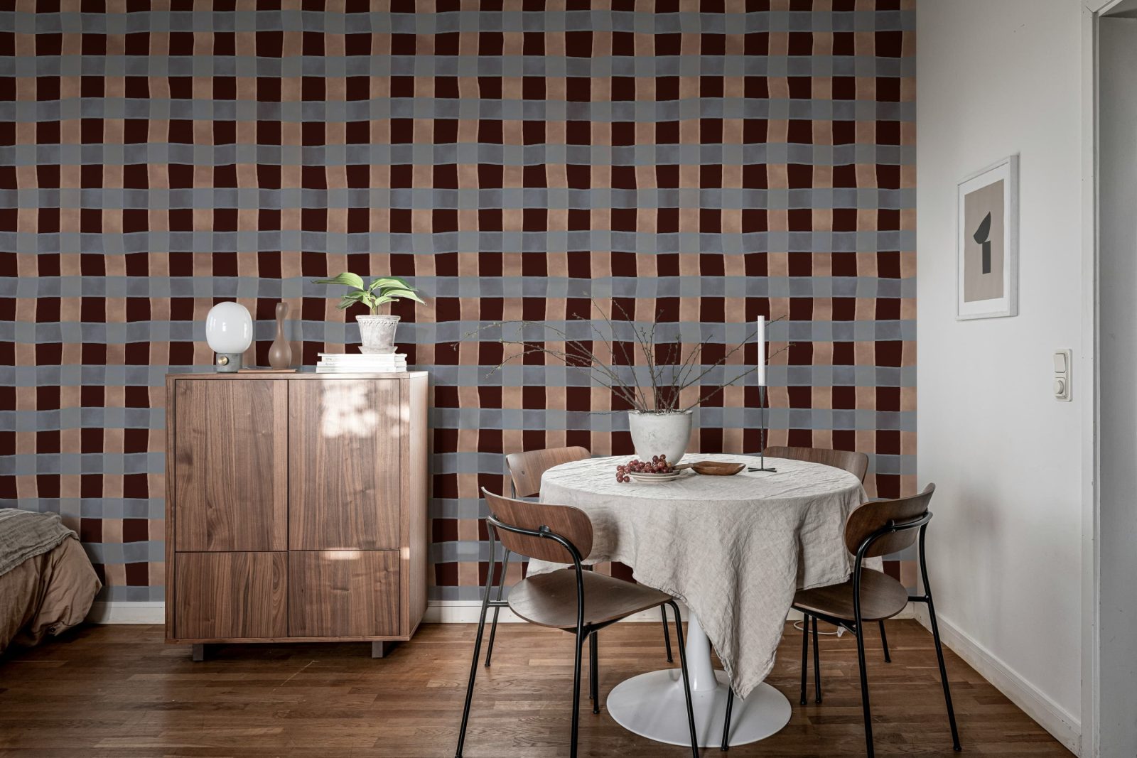 Gingham, Burgundy, Rebel Walls 3