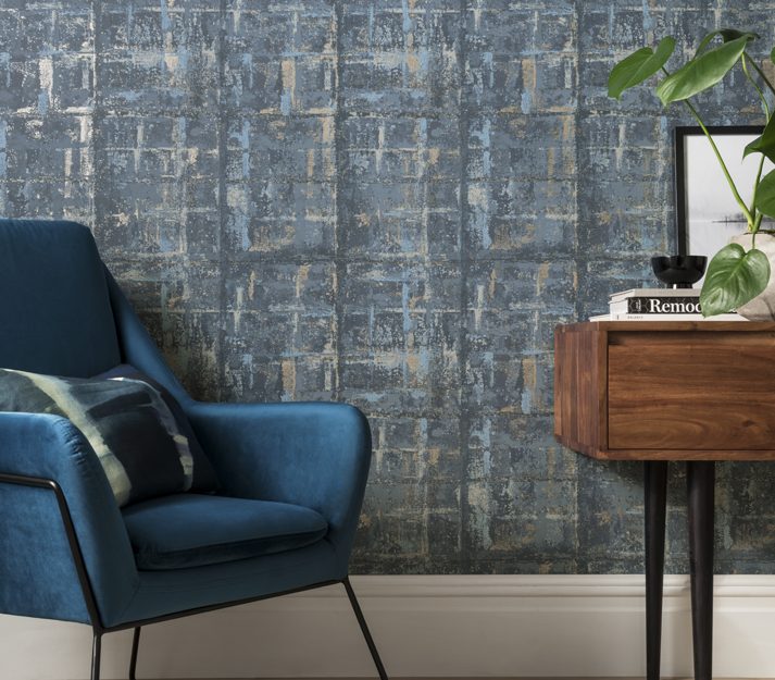 Patina, Lagoon Blue Luxury Textured, 1838 Wallcoverings, 5.3mp / rola 2