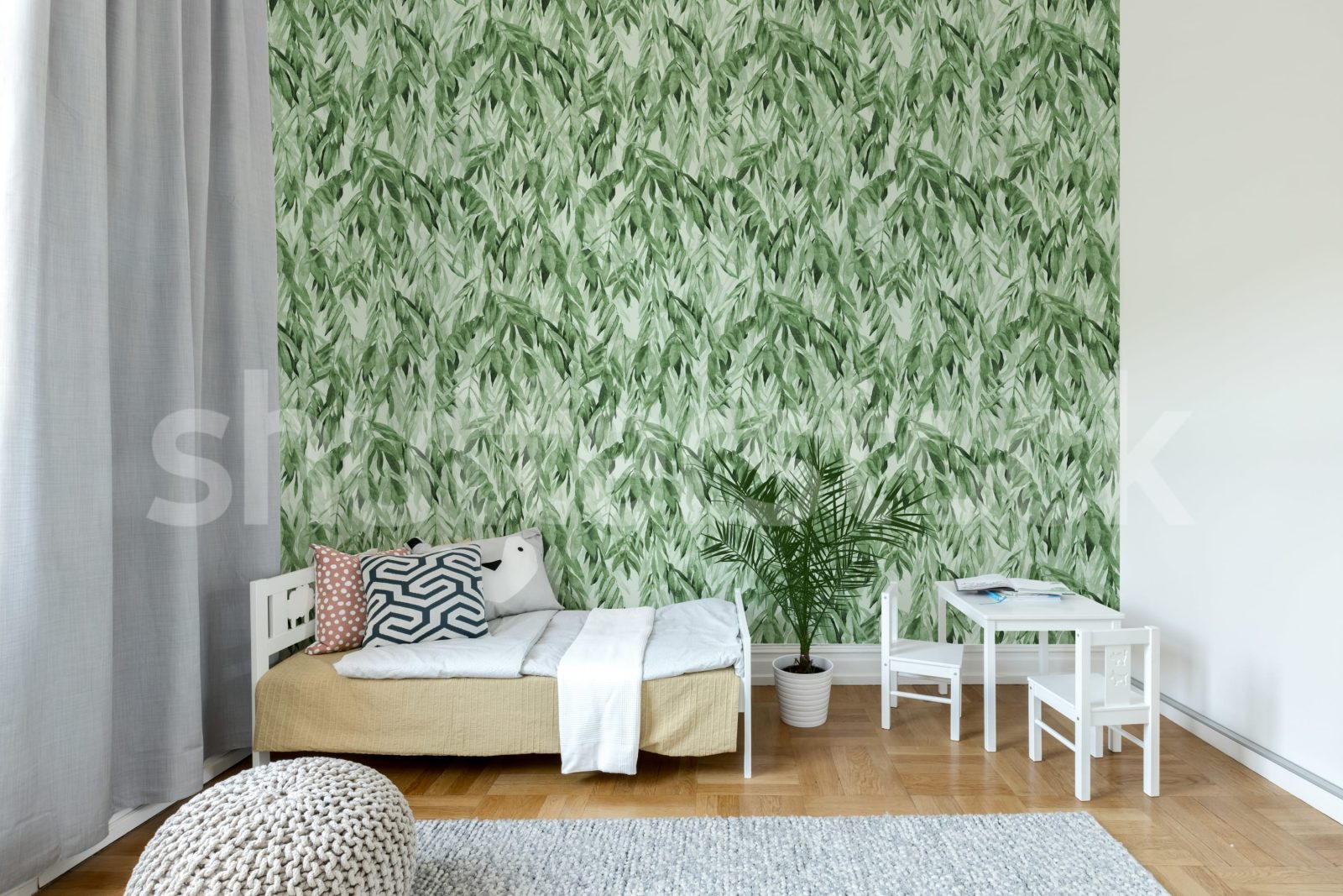 Hanging Branches, Solid Green, Rebel Walls 3