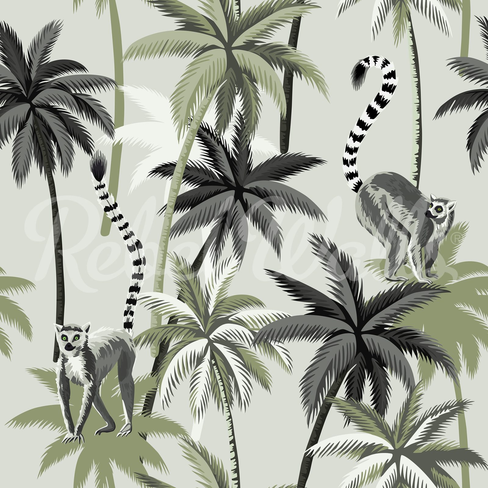 Lemur Palms, Green, Rebel Walls