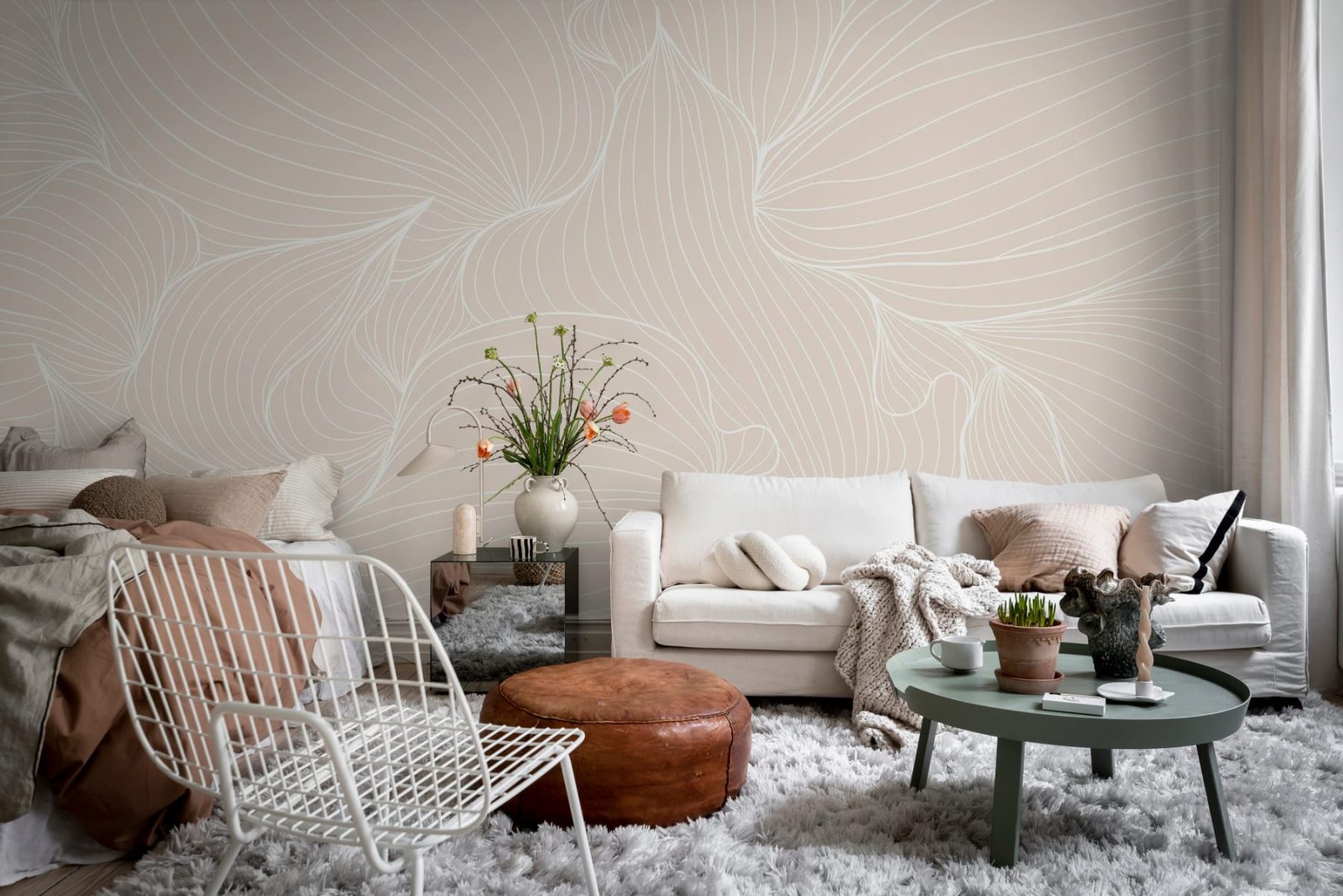 Plantain Lilies, Warm Beige, Rebel Walls 2