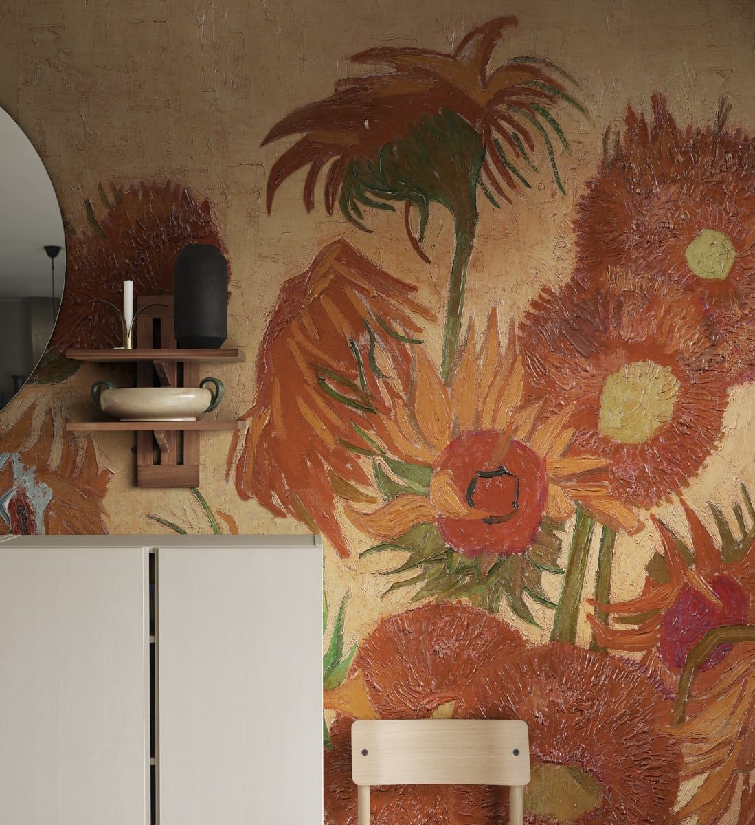 Sunflowers Repeatable, Peach, Rebel Walls 3