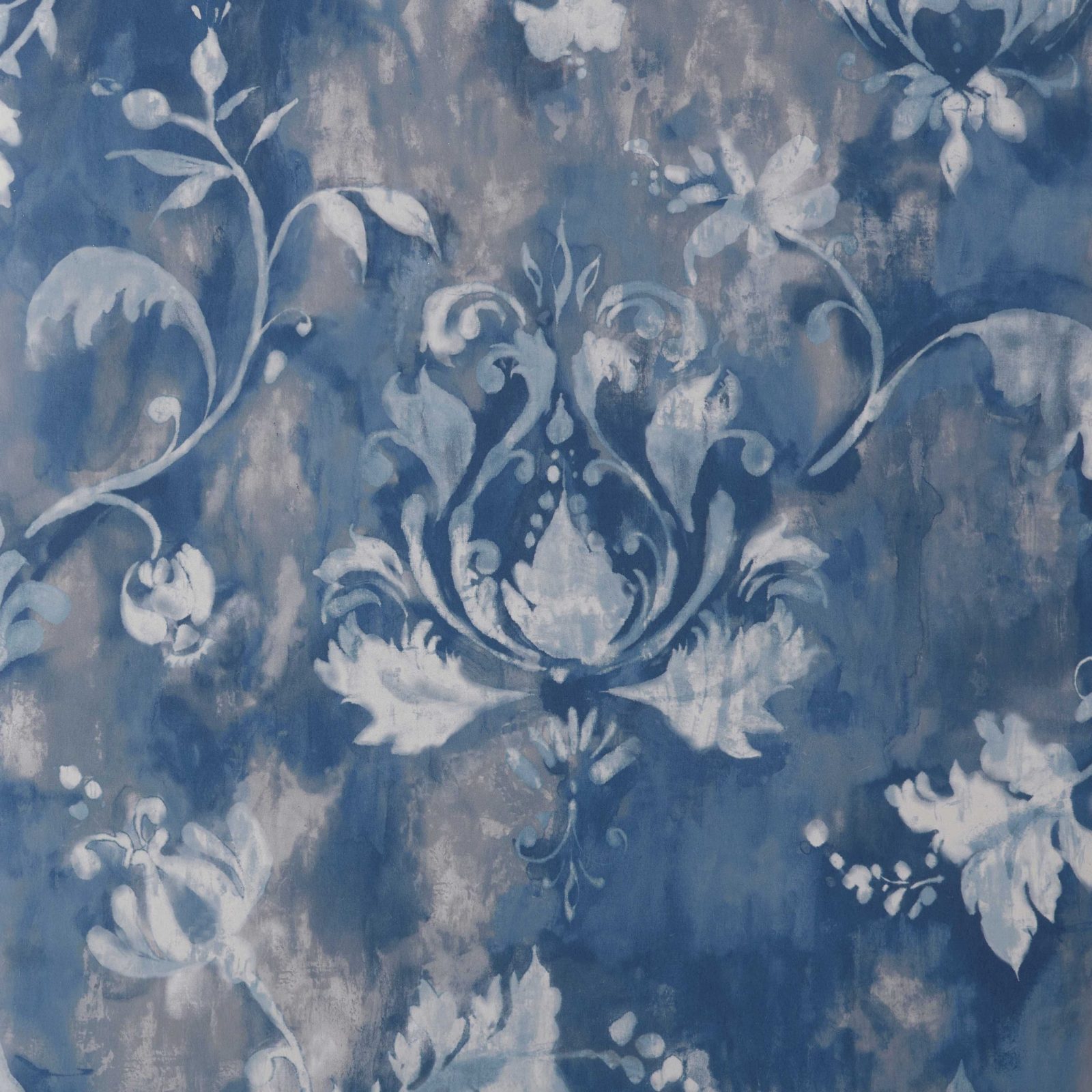 Ornamenta, Indigo Blue Luxury Damask, 1838 Wallcoverings, 5.3mp / rola