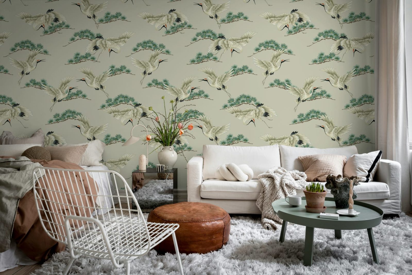 Flying Cranes, Beige, Rebel Walls 2