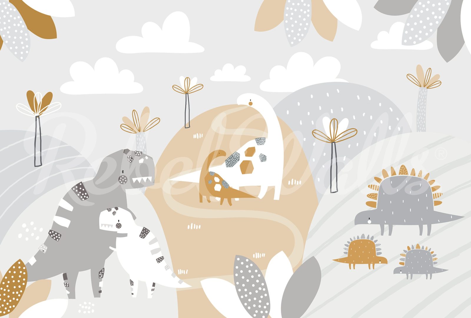 Dinosaur Land, Beige, Rebel Walls