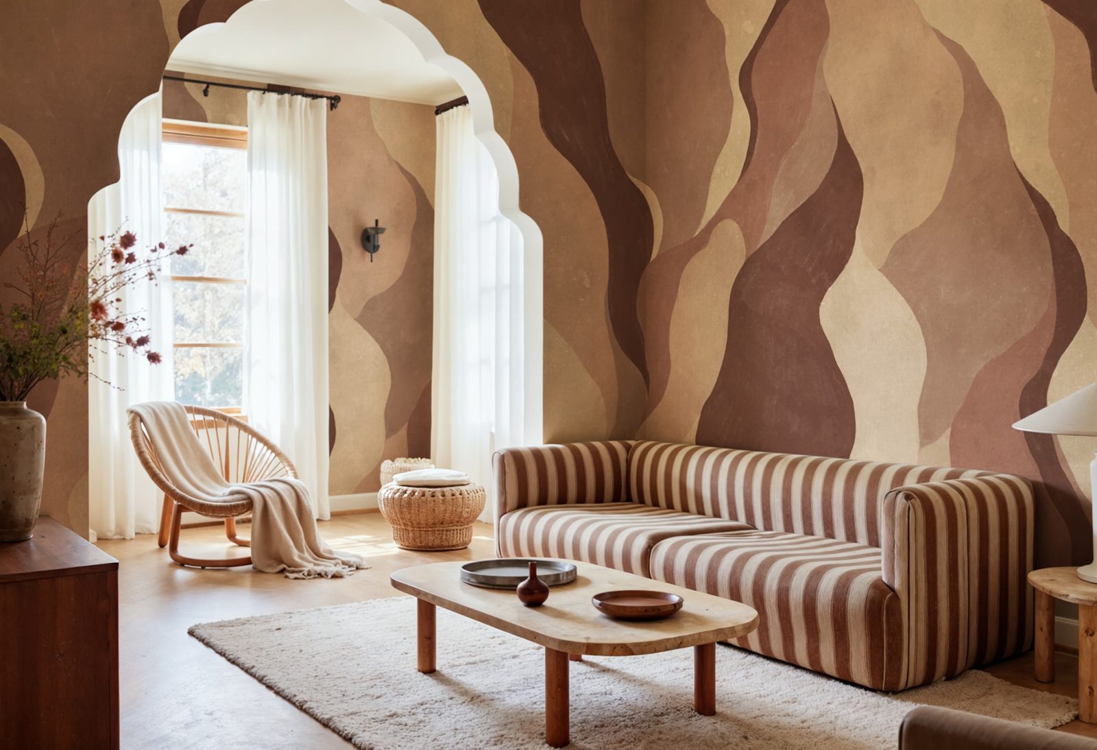 Flowing Forms, Burgundy, Rebel Walls 3