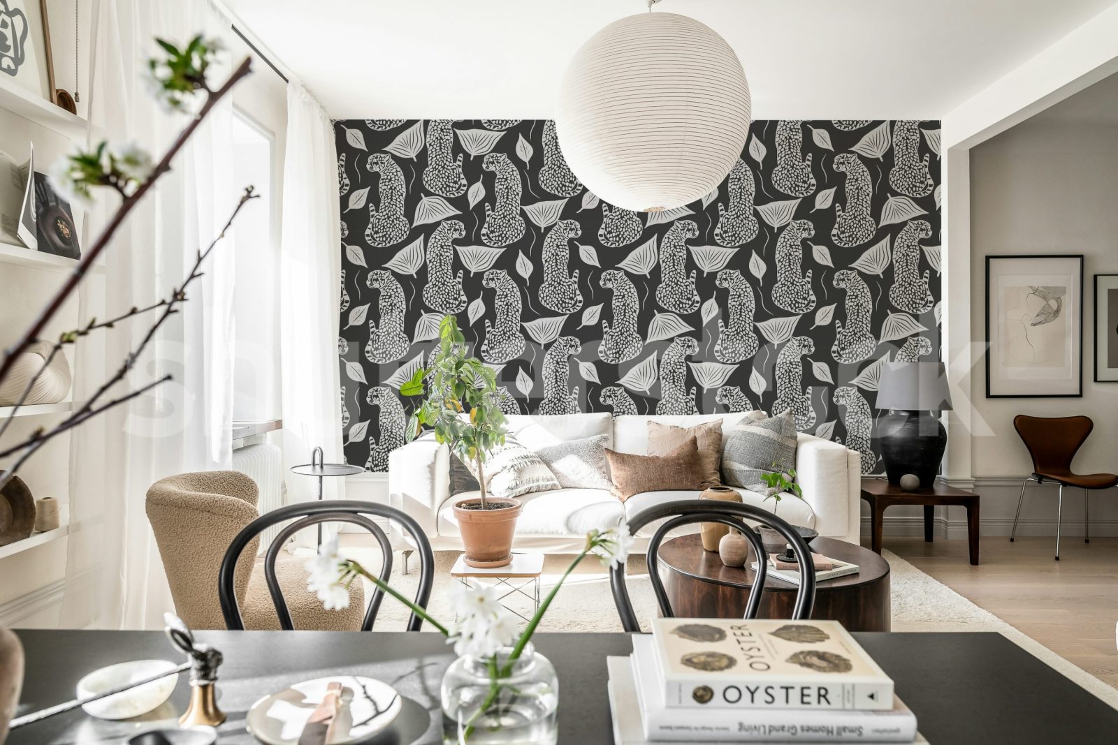Whimsy Leopard, Black, Rebel Walls 2