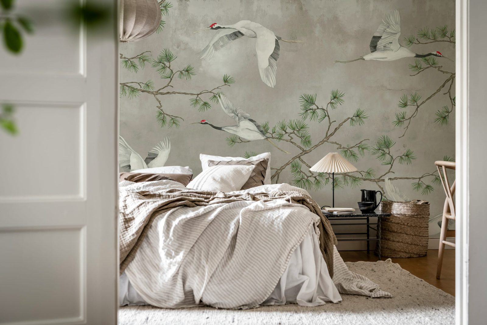 Majestic Cranes, Beige, Rebel Walls 2