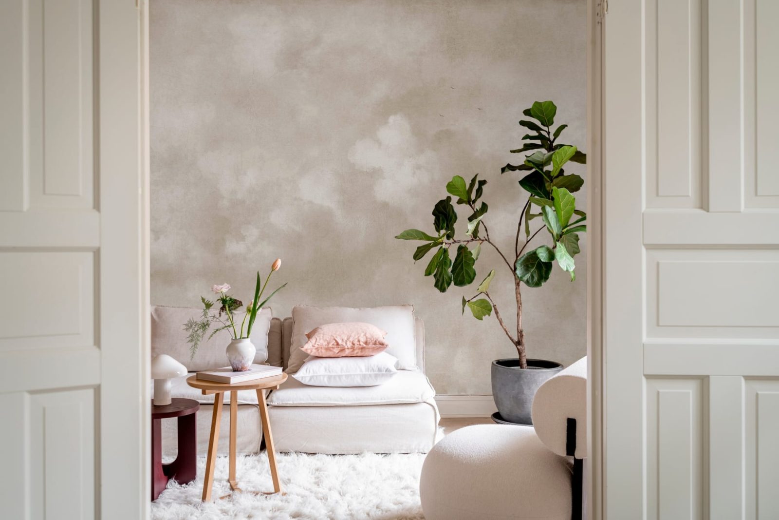 Vintage Clouds, Beige, Rebel Walls 2