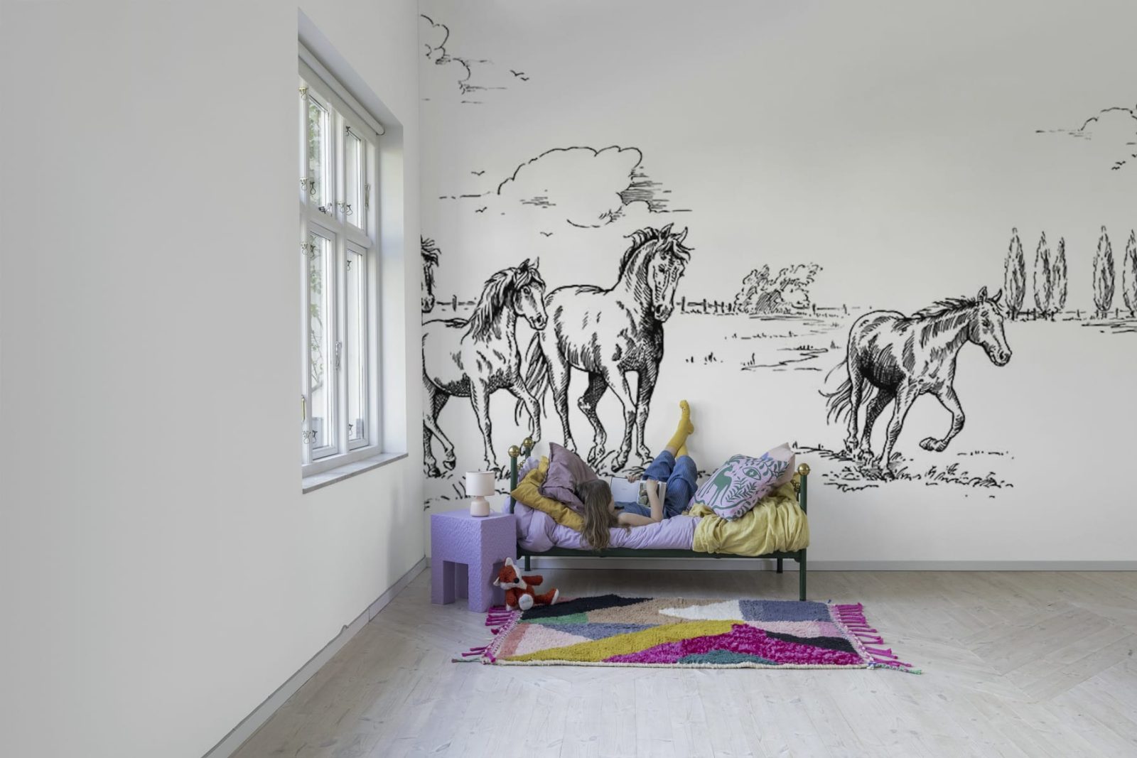 Horses Herd Grand, Black, Rebel Walls 3
