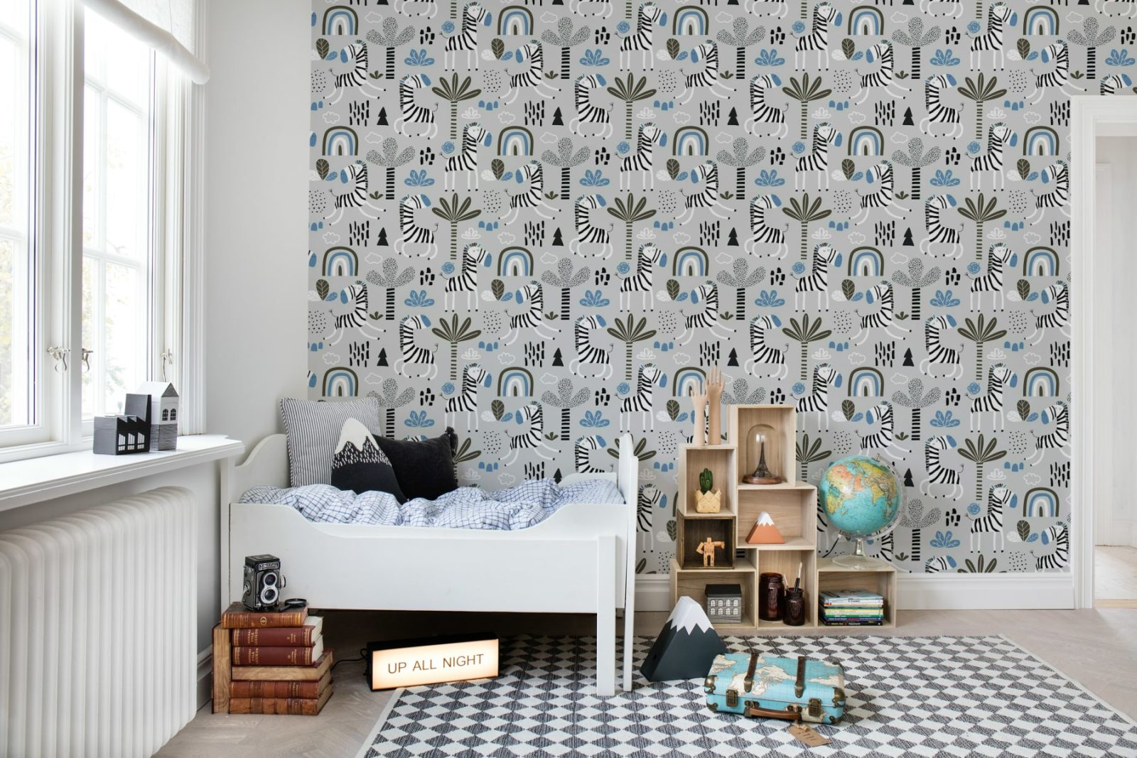 Happy Zebra, Blue, Rebel Walls 3